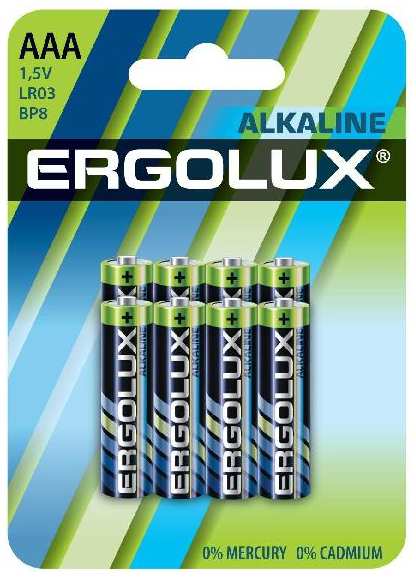 Батарейки Ergolux Alkaline LR03 (AAA), 1,5В, 8 шт (LR03-BP8) 90154850479