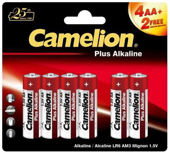 Батарейки Camelion Plus Alkaline LR6 (АА), 1,5В, 6 шт (4+2LR6-BP)