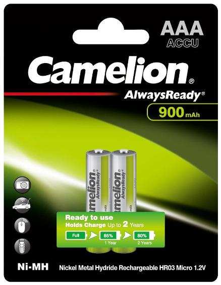 Аккумуляторы Camelion Always Ready AAA, 900mAh Ni-Mh, 2 шт (NH-AAA900ARBP2)