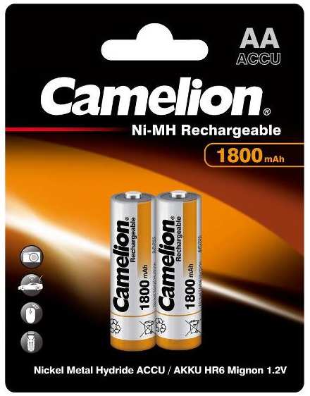 Аккумуляторы Camelion AA, 1800mAh Ni-Mh, 2 шт (NH-AA1800BP2) 90154857351