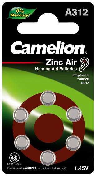 Батарейка Camelion ZA312 BL-6 Mercury Free, 1.4V, 170mAh (A312-BP6) 90154857359