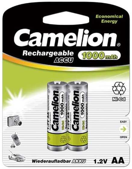 Аккумуляторы Camelion AA 1000mAh Ni-Cd, 2 шт (NC-AA1000BP2) 90154857392