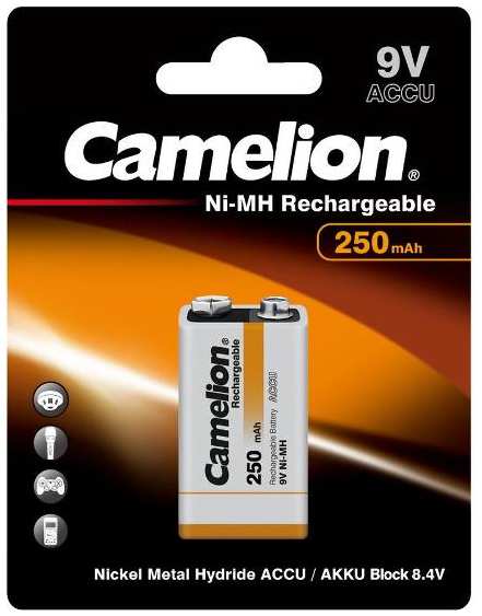 Аккумулятор Camelion 9V, 250mAh Ni-Mh (NH-9V250BP1) 90154857395