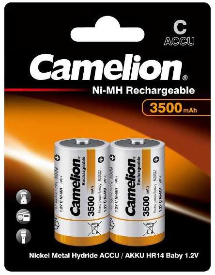 Аккумуляторы Camelion C, 3500mAh Ni-Mh, 2 шт (NH-C3500BP2) 90154857397