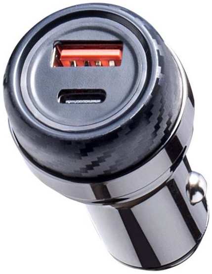 Автомобильное зарядное устройство Deppa USB-A + USB-C, PD, QC 3.0, 52W, металл, (11213)