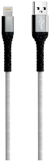 Кабель MOBILITY USB/Lightning, 3А, тканевая оплетка, 1 м, белый (УТ000024541)