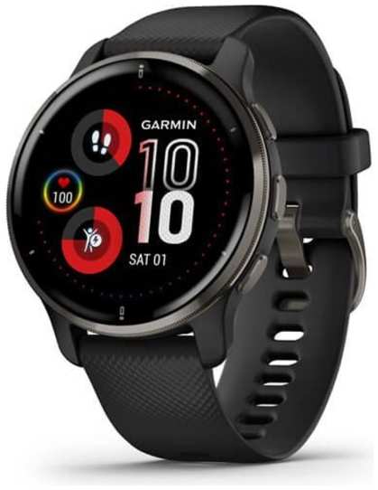 Смарт-часы Garmin Venu 2 Plus Slate Stainless Steel Bezel with Black Case and Silicone Band (010-02496-01) 90154890553