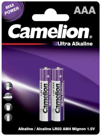 Батарейки Camelion Ultra BL-2 LR03 (AAA), 1,5В, 2 шт (LR03-BP2UT) 90154897554