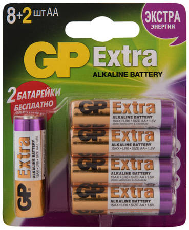 Батарейки GP Extra Alkaline AA (LR6), 10 шт. (15AX8/2-CR10) 9036884782