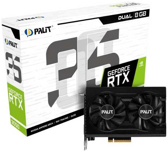 Видеокарта PALIT NVIDIA GeForce RTX 3050 Dual 8GB (NE63050018P1-1070D)
