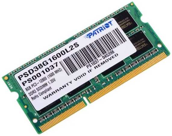 Оперативная память Patriot Signature DDR3 8GB 1600МГц (PSD38G1600L2S) 9092135946