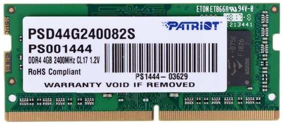 Оперативная память Patriot Signature DDR4 4GB 2400МГц (PSD44G240082S) 9092135986