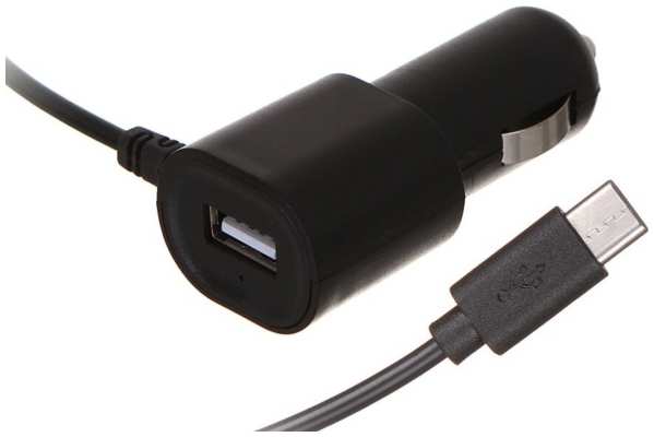 Автомобильное зарядное устройство RED-LINE Tech AC-1A 1xUSB 1A, встроенный кабель USB Type-C Black (УТ000021223)