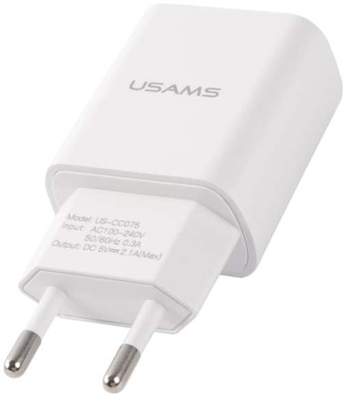 Сетевое зарядное устройство Usams US-CC075 T18, 2,1A White (CC075TC01) 9092213118