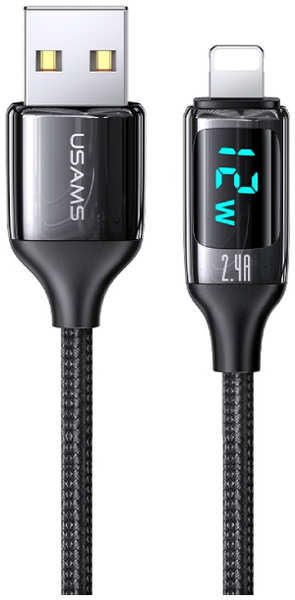 Кабель Usams US-SJ543 U78, USB-Lightning, 24A, 1,2m Black (УТ000029553) 9092213184