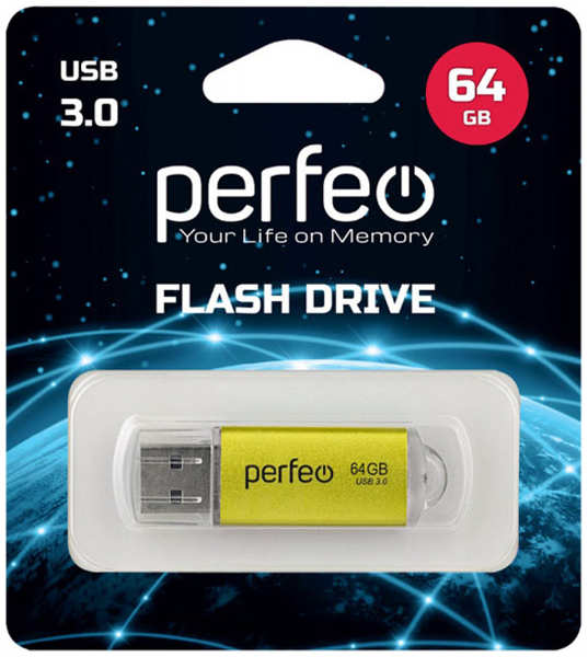 USB-флешка PERFEO C14 Metal Series 64GB Gold (PF-C14Gl064ES) 9092281721