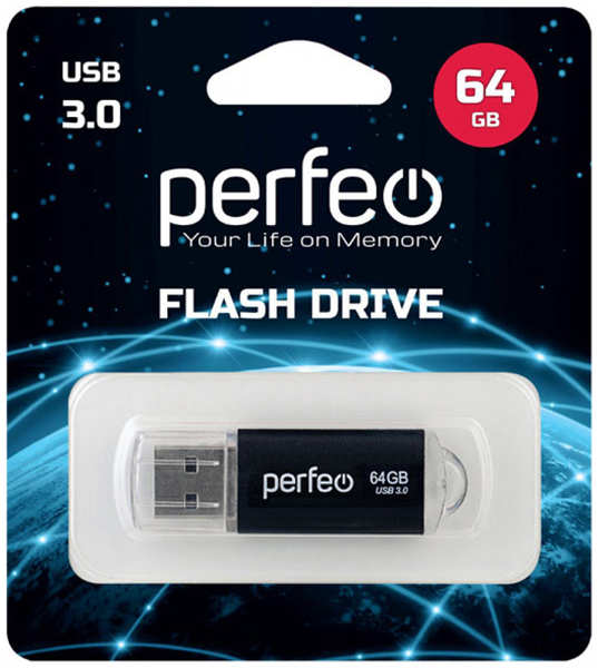 USB-флешка PERFEO C14 Metal Series 64GB (PF-C14B064ES)