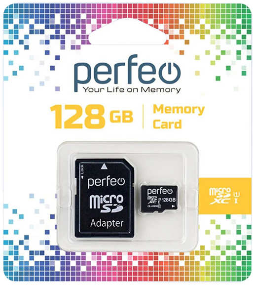 Карта памяти PERFEO microSDXC 128GB Class 10 UHS-1, с адаптером (PF128GMCSX10U1A) 9092281882