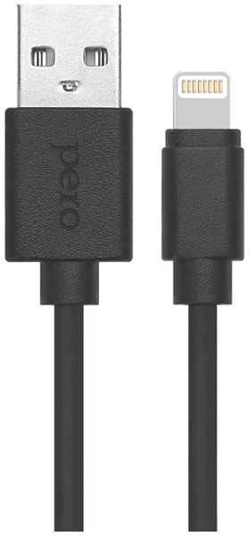 Кабель PERO USB-Lightning, 2A, 0,2m Black (PRDC-038P02MB)