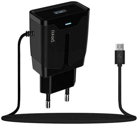 Сетевое зарядное устройство PERO TC04 USB/microUSB Cable 2.1A, черное (ТС04B2AMU) 9092725433