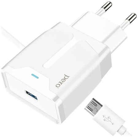Сетевое зарядное устройство PERO TC04 USB/microUSB Cable 2.1A, белое (ТС04W2AMU) 9092725439