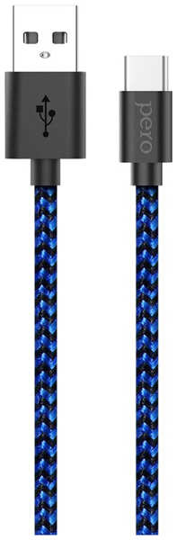 Кабель PERO DC-04 USB Type-C, 3А, 2 м Blue/Black (PRDC-04TC2MBB) 9092729322