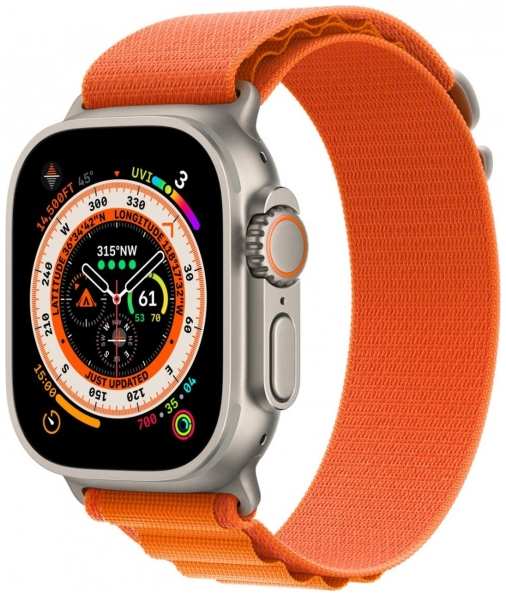 Смарт-часы Apple Watch Ultra 49mm Titanium Case with Orange Alpine Loop, размер M (MQEU3) 9098001203