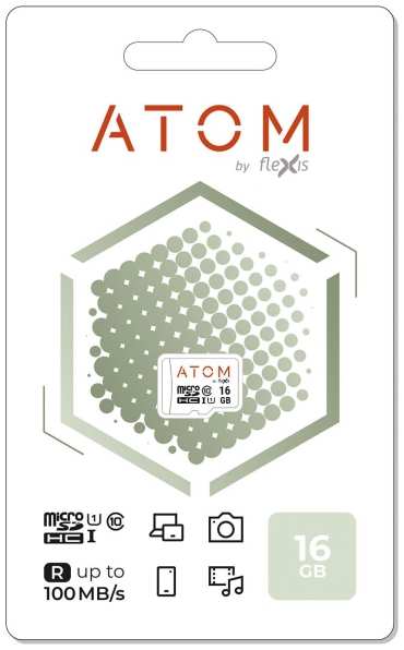 Карта памяти Atom microSDHC UHS-1 U1 16GB (AMSDU1/16GB)