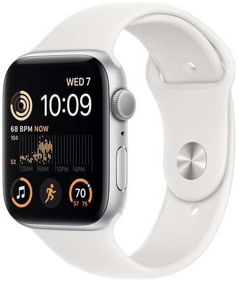 Смарт-часы Apple Watch SE 2022 44mm Silver Aluminum Case with White Sport Band, размер M/L (MNTJ3) 9098005140