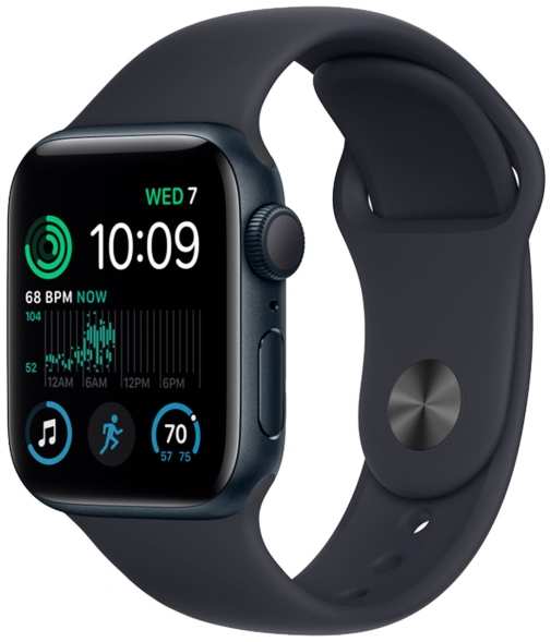 Смарт-часы Apple Watch SE 2022 40mm Midnight Aluminum Case with Midnight Sport Band, размер Regular (MNJT3)