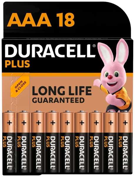 Батарейки Duracell Plus, ААА, 18 шт (LR03-18BL PLUS) 9098025565