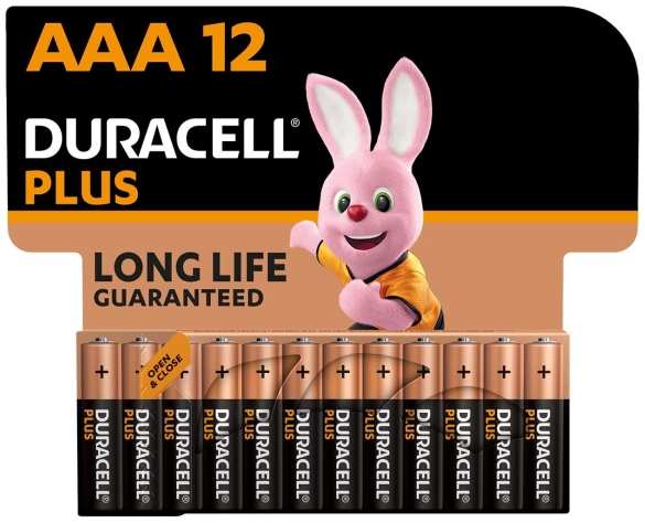 Батарейки Duracell Plus, ААА, 12 шт (LR03-12BL PLUS) 9098025569