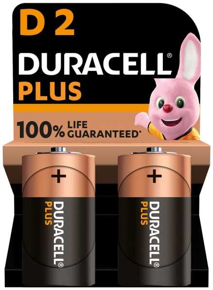 Батарейки Duracell Plus, D, 2 шт (LR20-2BL PLUS) 9098025578
