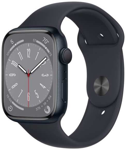 Восстановленные смарт-часы Apple Watch Series 8 45mm Midnight Aluminum Case with Midnight Sport Band, размер M/L, отличный