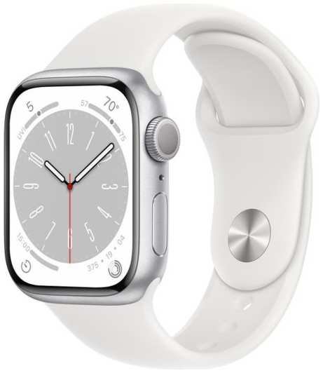 Восстановленные смарт-часы Apple Watch Series 8 41mm Silver Aluminum Case with Sport Band, размер M/L, отличные