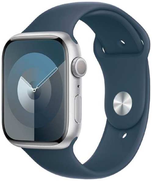 Смарт-часы Apple Watch Series 9 45mm Silver Aluminum Case with Storm Blue Sport Band, размер M/L (MR9E3) 9098034112