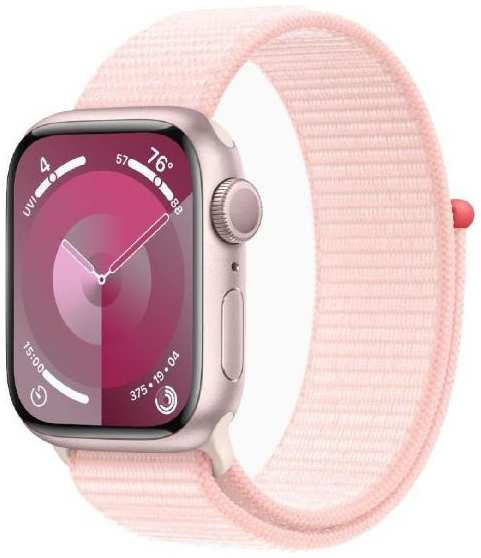 Смарт-часы Apple Watch Series 9 41mm Pink Aluminum Case with Light Pink Sport Loop (MR953) 9098038058