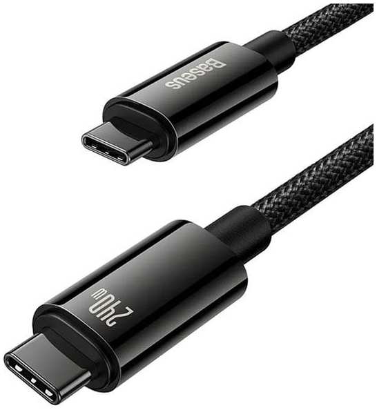 Кабель Baseus Tungsten Gold Fast Charging Data Cable USB-C/USB-C 2m Black (CAWJ040101)