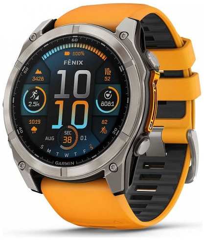 Смарт-часы Garmin Fenix 8 AMOLED Sapphire 51mm Grey/Orange 9098053006