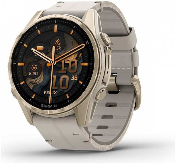 Смарт-часы Garmin Fenix 8 AMOLED Sapphire 43mm Gold с кожаным ремешком 9098053010