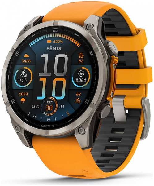 Смарт-часы Garmin Fenix 8 AMOLED Sapphire 47mm Grey/Orange 9098053013