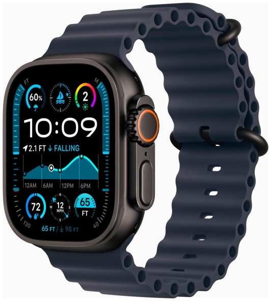 Смарт-часы Apple Watch Ultra 2 49mm Black Titanium Case with Navy Ocean Band, размер Medium 9098053669