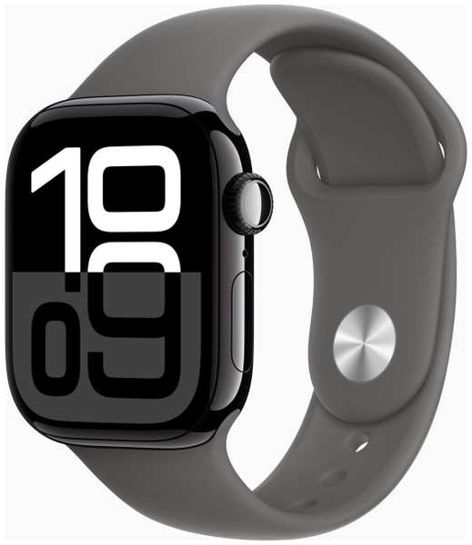 Смарт-часы Apple Watch Series 10 46mm Jet Black Aluminum Case with Stone Gray Sport Band, размер M/L 9098053803