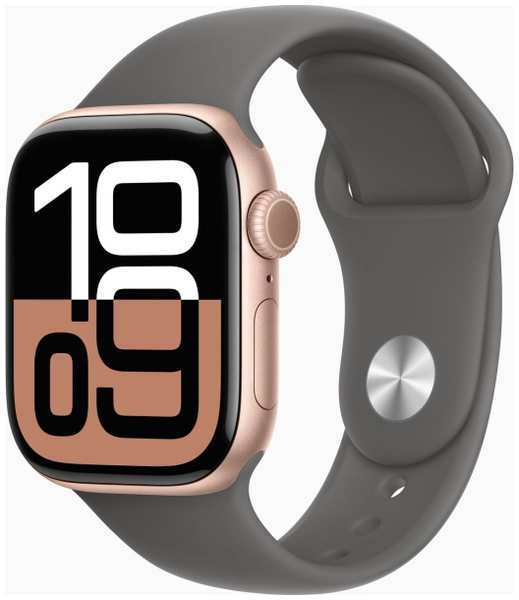 Смарт-часы Apple Watch Series 10 42mm Rose Gold Aluminum Case with Stone Gray Sport Band, размер S/M 9098053816