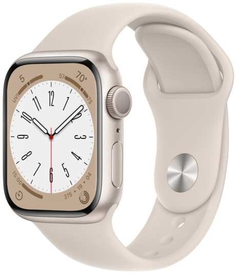 Восстановленные смарт-часы Apple Watch Series 8 41mm Starlight Aluminum Case with Starlight Sport Band, размер M/L (MNUF3), как новый