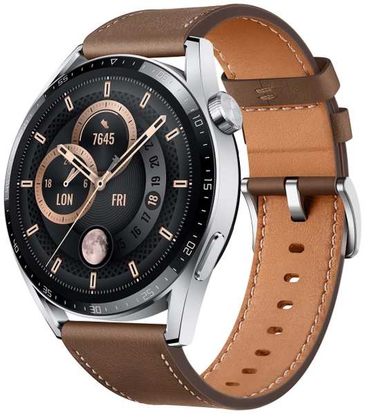 Смарт-часы HUAWEI Watch GT 3 Stainless Steel/Brown Leather (JPT-B29) 9098075038