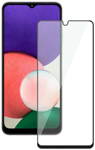 Защитное стекло с рамкой 2.5D Deppa Full Glue для Samsung Galaxy A22s (2021), черная рамка (62762)