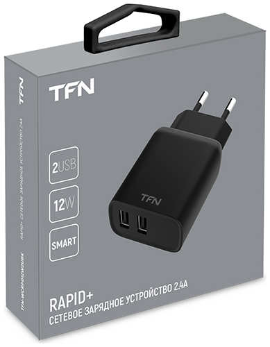 Сетевое зарядное устройство TFN Rapid+ 2xUSB 2.4A (TFN-WCRPD12W2UBK)