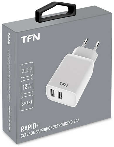 Сетевое зарядное устройство TFN Rapid+ 2xUSB 2.4A White (TFN-WCRPD12W2UWH) 9098123735