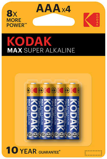 Батарейки Kodak Max Super Alkaline AAA (LR03), 4 шт (30952812) 9098125726